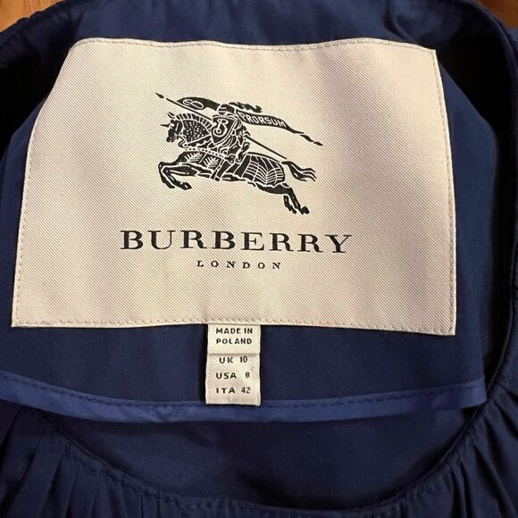 EEUC Women's Burberry London Jacket Trench Coat Dress Navy Blue US Size 8 - Picture 4 of 7